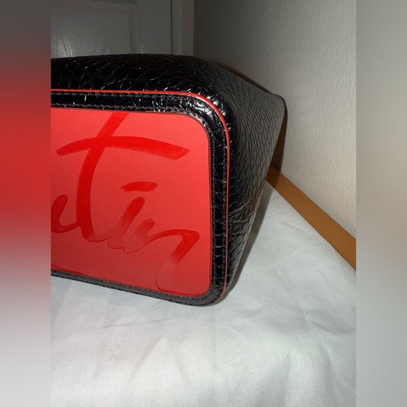 Christian Louboutin Black and Red Crocodile Texture Tote - Picture 4 of 15
